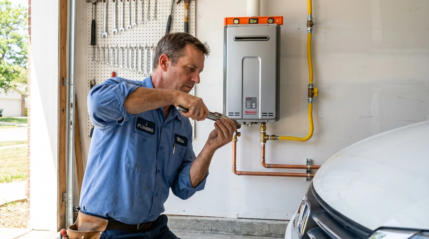 Tankless water heater installation by a Johns Plumbing LLC plumber in Manila